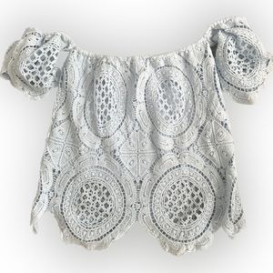 Off-the shoulder Light Blue Top